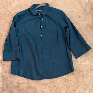 Lands' End Women’s Teal/Blue Button-Down Shirt